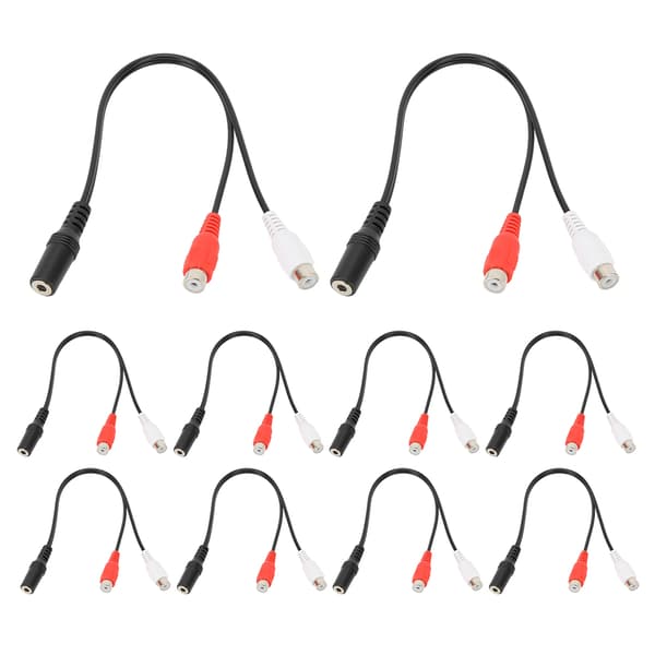 10 stk. 3,5 mm hun til dobbelt RCA hun lydkabel til tablet-pc-computer