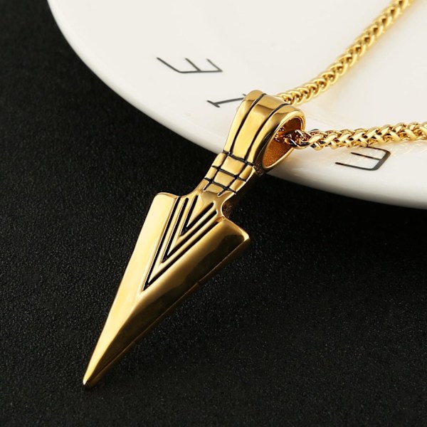 Miesten Arrowhead Arrow -riipus ruostumattomasta teräksestä, vehnäketjulla Yellow
