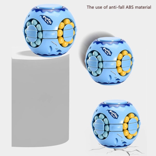 2 i 1 Roterende Fidget Spinner Magic Bean Infinity Cube Stressbold Voksne Børn Unisex-børn Pædagogisk puslespil terninglegetøj (blå)