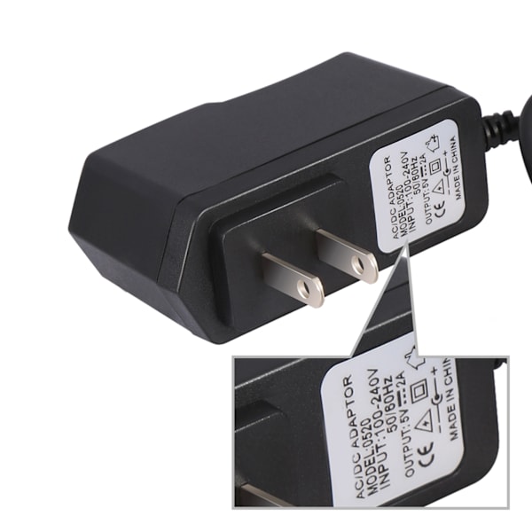 DC 9V 1A 1000mA Vegglader Strømadapter (2 Flat Pin Plugg / 100CM Kabel)