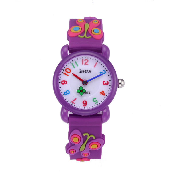 3D- watch lapsille, vedenpitävä watch, sopii 3-10-vuotiaille tytöille watch(perhosvioletti)
