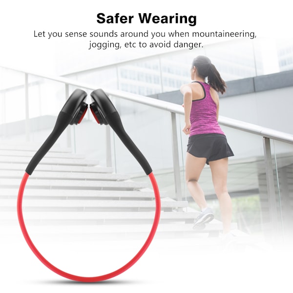 Støjreducerende Bone Conduction Bluetooth-hovedtelefoner NFC Bone Conduction-hovedtelefoner - Rød