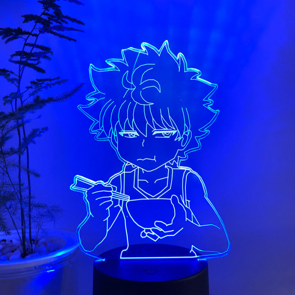 Qinwei Anime Fuldtids Hunter Night Light 3D LED Illusion Lampe 16 Farve Fjernbetjening Børneværelse Dekorativ Lampe --- Sort sæde