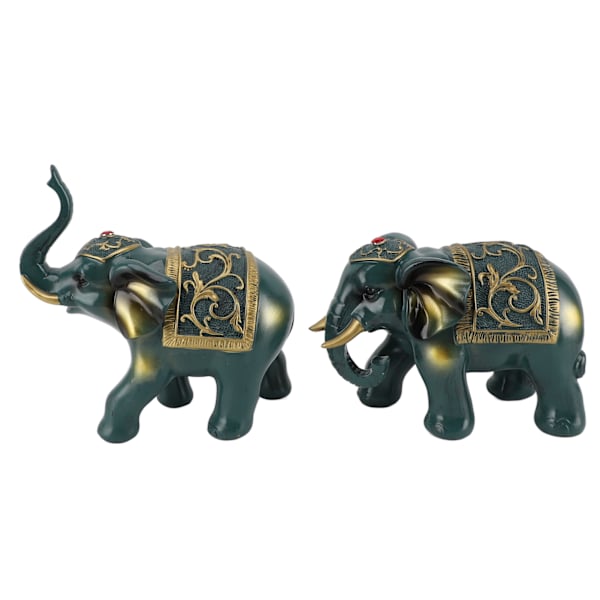 2 stk. Resin Elefant Deko Elefant Statue Hjem Indretning til Stue Studie Soveværelse Kontor Blue