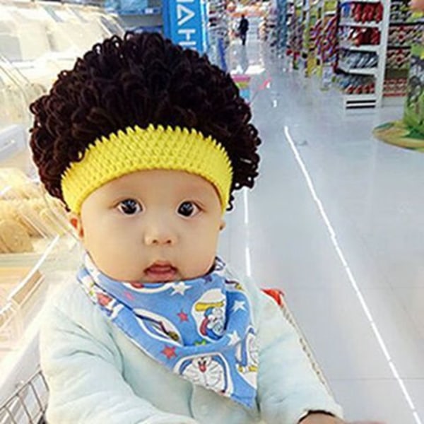 Baby peruk hatt höst och vinter rolig lockigt hår hatt