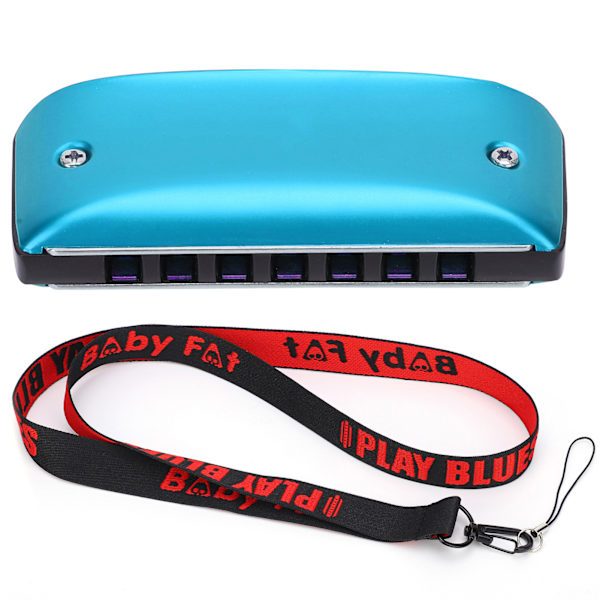 Harmonika 7-hullet Mini Blues Student Voksen Begynder Spiller Farve Mundorgel Vindinstrument C-nøgle Blue
