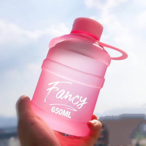 Mini Liten Ren Hinkkopp Plast Vattenkopp Fancy [Frosted Rosa] 650ml Singelkopp