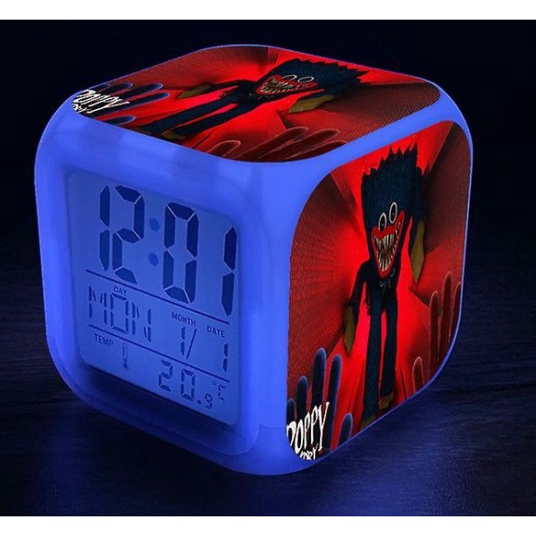 Wekity Anime tegneserievekkerklokke i ett stykke LED firkantet klokke Digital vekkerklokke med tid, temperatur, alarm, dato