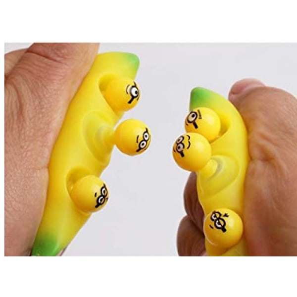 Klemme-en-banan squishy banan vedhæng legetøj med reduceret angst og stress, Fidget legetøj Klemme-en-bønne nøglering vedhæng mobilkæde ærter