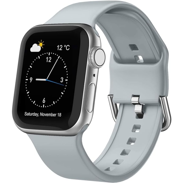Apple watch mjuk silikon Sportarmbandsbyte, lämplig för hela serien av Iwatch（Ljusgrå 38/40/41mm）