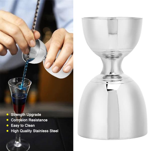 Rustfrit dobbeltkop rustfrit stål cocktail jigger mixer bartender værktøj til hjemmebar fest tilbehør Silver