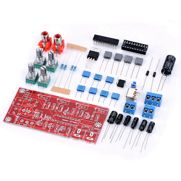 DIY-sett LM1036 DC Tone Board med forforsterker for bass- og diskantjustering