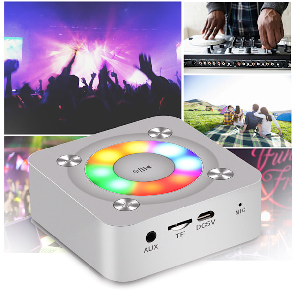 Mini bærbar HIFI Bluetooth Stereo Bass Music Speaker Player med farverigt LED-blinkende lys