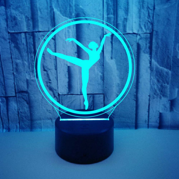 Qinwei Ballerina Nattlys Fargerikt 3D-lys med berøringsfjernkontroll Skrivebordslampe 3D LED Illusion Light --- Svart sete