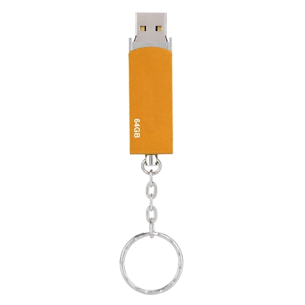 Ultra thin Waterproof Keychain High speed Metal Rotating U Disk Gold 64G