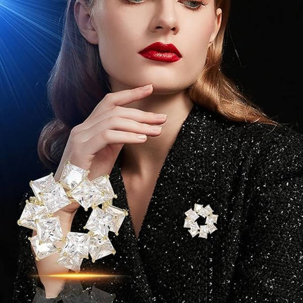 Pins for kvinners mote, skinnende snøfnugg store vakre blomsterbrosjer smykker for kvinner blomsterserie brosjer og nåler designer damekostyme Sparkling