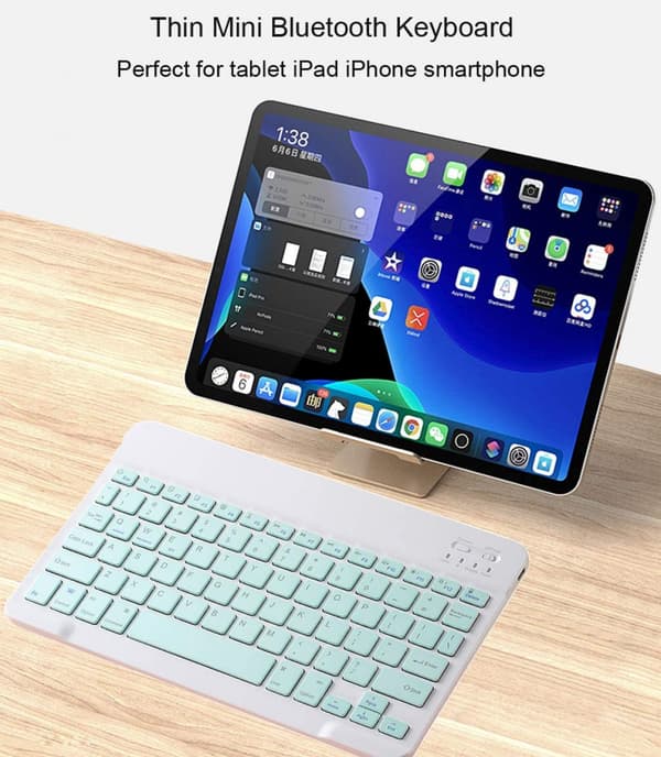 Ultratunn Bluetooth-tangentbord, bärbart, trådlöst, kompakt för Android, Windows, surfplatta, mobiltelefon, iOS, iPhone, iPad