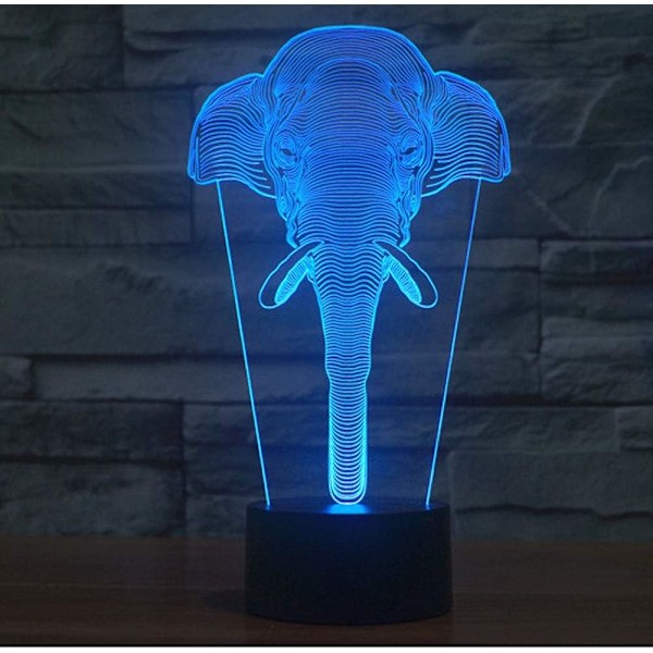 3D LED Vild Ulv Optisk Illusion Natlampe, 7 Farveskift Touch Switch USB Drevet Soveværelse Dekoration Bordlampe