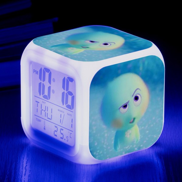 Wekity Anime Mind Adventure Farverigt vækkeur LED firkantet ur Digitalt vækkeur med tid, temperatur, alarm, dato