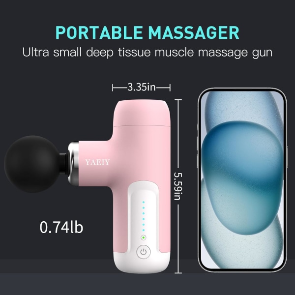 Mini Massage Gun, Portable Massage Gun for Deep Tissue Muscle, Handheld Small Massage Gun, Compact Powerful Massager with Case for Travel, Athletes,