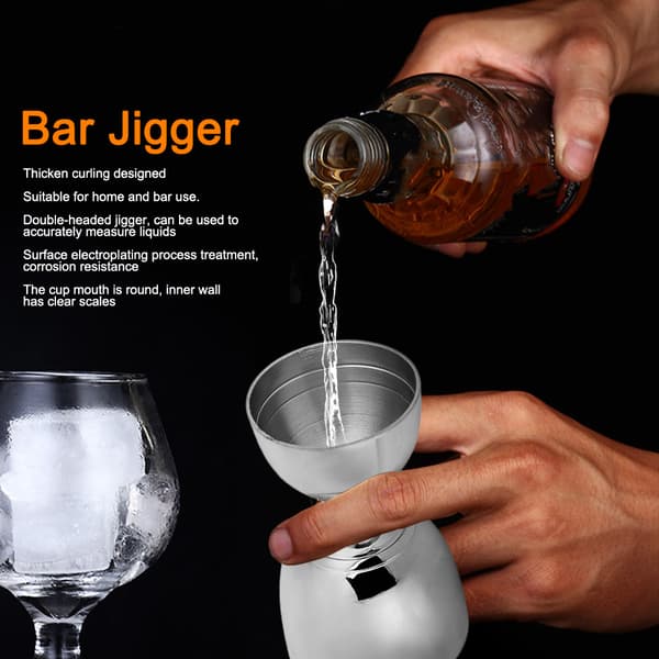 Rustfrit dobbeltkop rustfrit stål cocktail jigger mixer bartender værktøj til hjemmebar fest tilbehør Silver