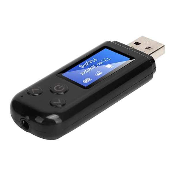USB Bluetooth 5.0-adapter Bluetooth-ljudmottagare sändare med LCD-skärm 3,5 mm AUX svart