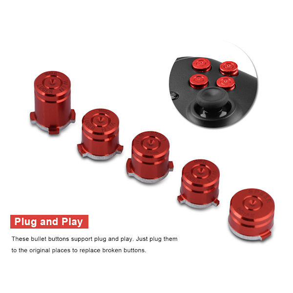 Knappe i kugleform A B X Y Aluminium 9mm knapper i kugleform til XBOX ONE-controller - Rød