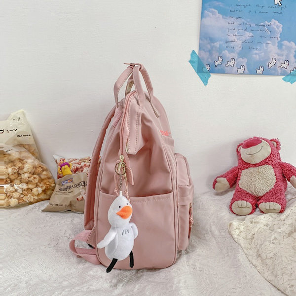 Ryggsäck enfärgad ryggsäck stor kapacitet väska högskolestudent gymnasieelev skolväska resväska Purple+Duck