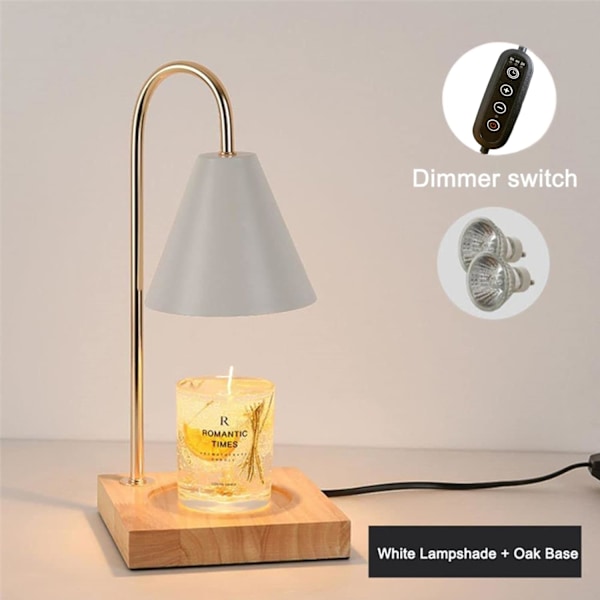Lysvarmerlampe med timer, elektrisk dimbar lysvarmerlampe, justerbar lysvarmer for voks, lysvarmer for glasslys