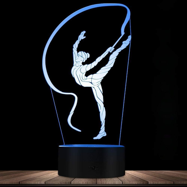 3D Gymnastik Fjärrkontroll 16 Färger Nattlampor Illusion Akryl LED Bord Sänglampa Barn Sovrum Skrivbords Dekoration Födelsedagspresenter Leksak för Barn