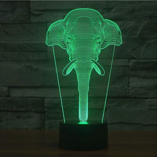 3D LED Vild Ulv Optisk Illusion Natlampe, 7 Farveskift Touch Switch USB Drevet Soveværelse Dekoration Bordlampe