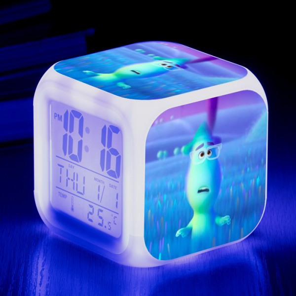 Wekity Anime Mind Adventure Värikäs herätyskello LED-neliökello Digitaalinen herätyskello, jossa aika, lämpötila, herätys, päivämäärä