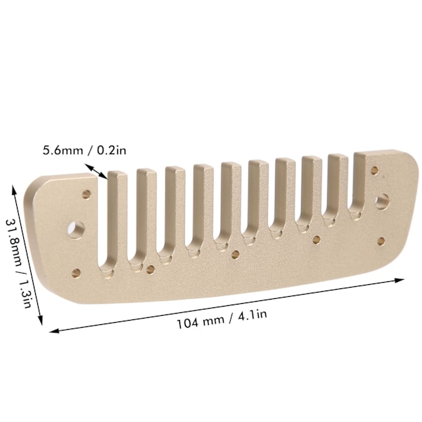 Kam Harmonika Del 10-håls Aluminiumlegering Liten Musikinstrument Tillbehör för Nybörjare Golden