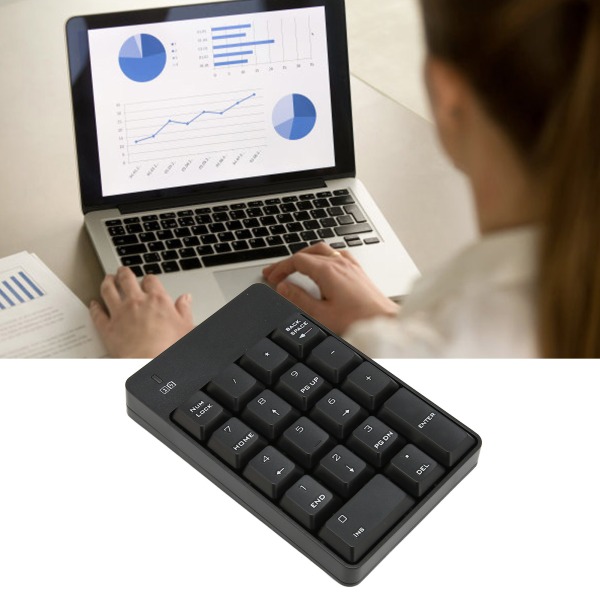Numerisk tastatur SK 51AG 2.4G trådløst 18 taster Myktrykk USB-nummertastatur for hjemmearbeidskontor Svart