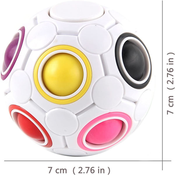 Roterande stressregnbågsboll Infinity Relief Spinner Fidget Toy för vuxna barn pedagogisk magisk kubpussel (vit)
