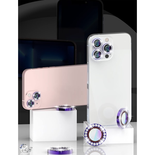 2 SET Diamond iPhone 14 max Kameraobjektivbeskytter  Bling  Kameraobjektivbeskytter HD Klar Herdet Glass - Etuifriendlig Skjermbeskytter