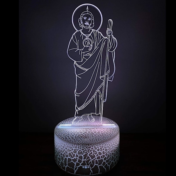 3D LED-yövalo San Judas Jesus Malverde Jeesus Kristus Haljennut Jalusta 7 Väriä USB-kaapeli Paristokäyttöinen Kosketuskytkin Paras Lahjoiksi, Jouluun, Altareille (Jeesus