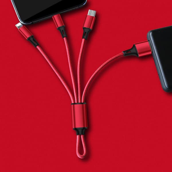 3 i 1 Multi USB-ladekabel, kort reiseformat 7” nøkkelringkabel kompatibel med Apple iPhone/USB/USB-C/Micro USB-kabel