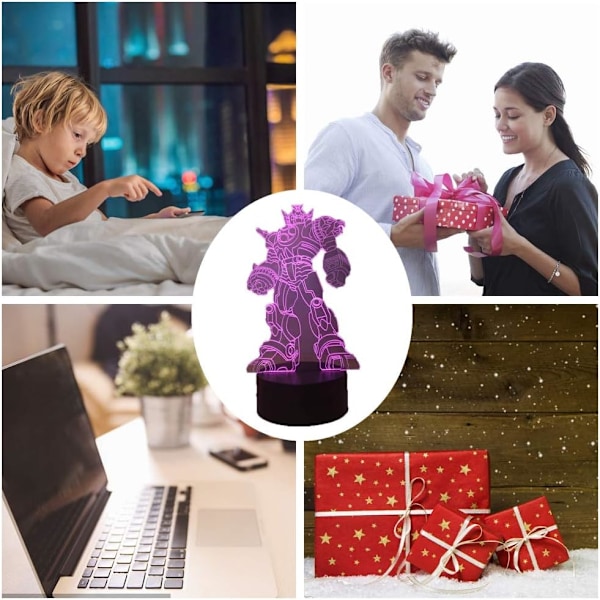3D LED nattlampe, tegneserie USB fjernkontroll soverom nattlampe, 7 farger gutter LED anime skrivebordslampe, barn tenåring belysning