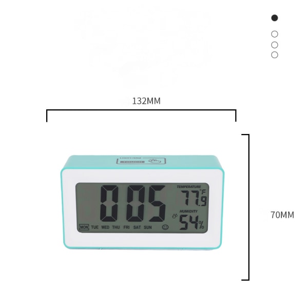 5 tums smart LCD elektronisk klocka skrivbord med väckarklocka lysande lat elektronisk klocka multifunktionell fast klocka （Grön）