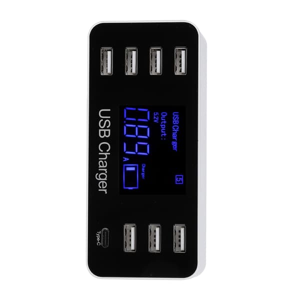 Samtidig 7 USB+1 USB ladestasjon med LCD hurtiglading Smart USB Hub
