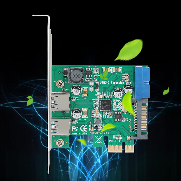 PCI-E til USB3.0 utvidelsesadapter Riser-kort med beskyttelsesbrikke for stasjonær datamaskin