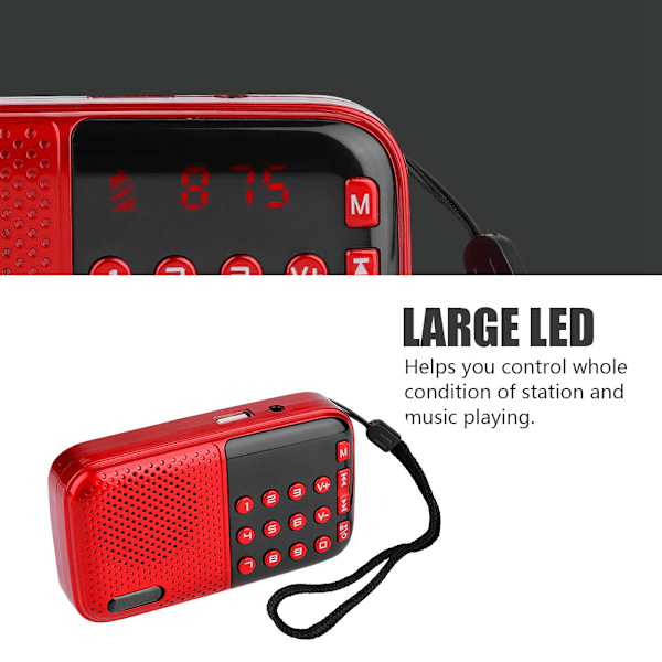 PW Cut Memory Stereo FM-radio U-disk/TF-musikk Mini USB FM-radiohøyttaler med 24-timers standby