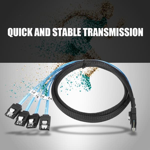 Cabledeconn 36P SFF-8087 til 4 SATA 7Pin Harddisk Datatransmissionskabel (1m)