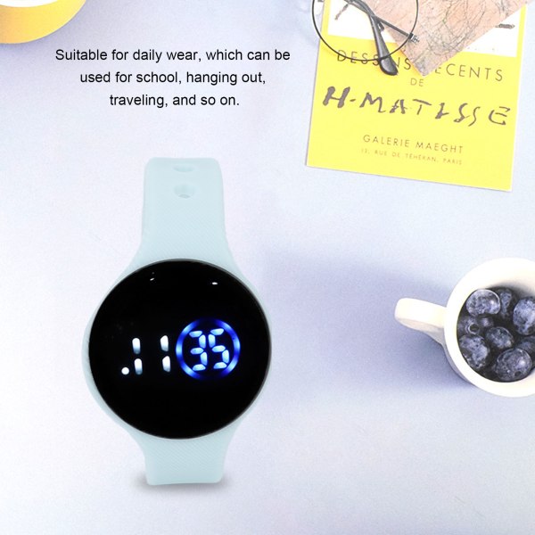 Digital watch för barn Vattentät silikonarmband Repsäkert LED elektronisk watch för studenter ljusblå