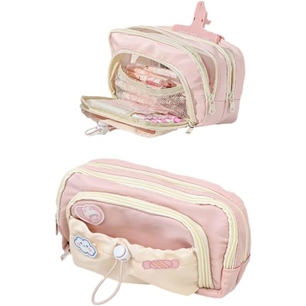 Søtt Estetisk Penal Kawaii Penal med Kawaii Pins Stor Penalholder Preppy Utstyr Pink