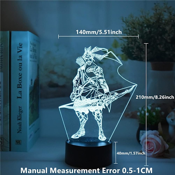 Spel OW Shimada Hanzo 3D Nattlampa LED Illusionslampa USB Sängbordlampa Touch/Fjärrkontroll 16 Färger Heminredning Ljus