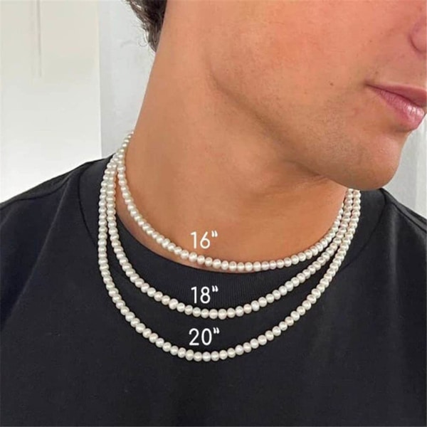 Konstgjord pärlhalsband män kvinnor fashionabla elegant nyckelben kedja halsband smycken för bröllop dejting 15,7 tum