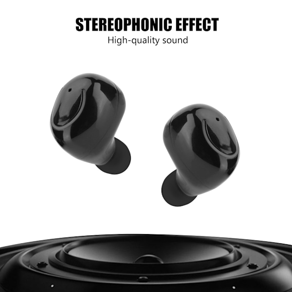 Mini Bluetooth-headset Tvillingar True Wireless Stereo-hörlurar In-Ear-hörlurar med mikrofon Svart