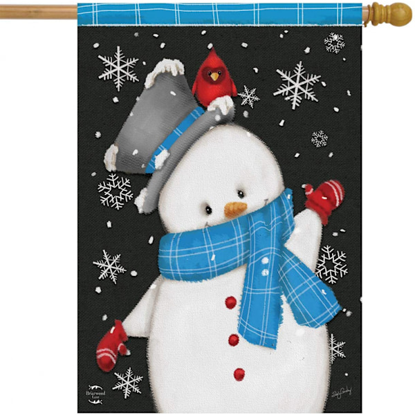 SAYTAY Jolly Winter Snowman House Flag Primitive Let It Snow 28\" x 40\"